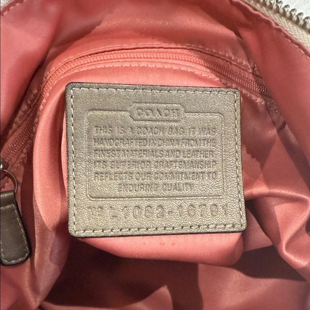 Coach Kristin Cream and Tan Signature Sequin Hobo Bag-EUC